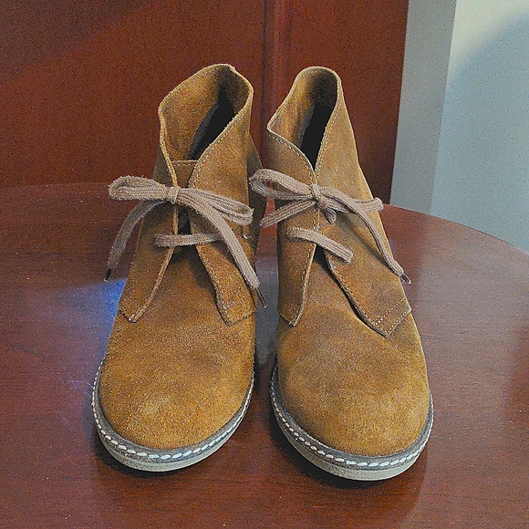 🔥 J Crew MacAlister Wedge Booties Brown Suede Leather Size 8 - Picture 3 of 9